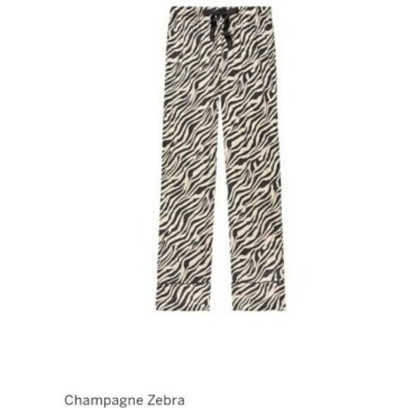 Victoria’s Secret Black Zebra Drawstring Pockets Satin Lounge Pajama Pant sz XL - Picture 7 of 8